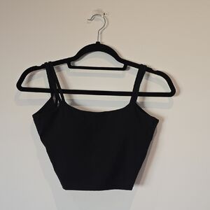 Women's Cropped Open Back Low Twist Bra Top Small Black